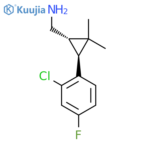 rac-(1R,3R)-3-(2-chloro-4-fluorophenyl)-2,2-dimethylcyclopropylmethanamine structure