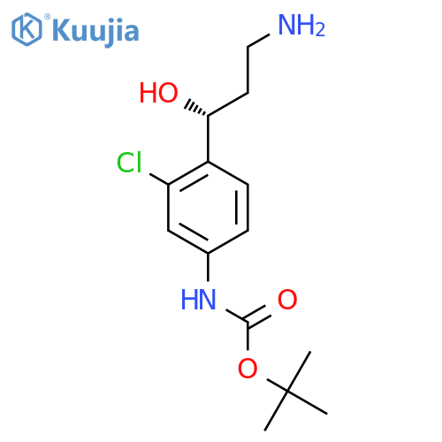 tert-butyl N-{4-(1R)-3-amino-1-hydroxypropyl-3-chlorophenyl}carbamate structure