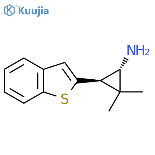 rac-(1R,3S)-3-(1-benzothiophen-2-yl)-2,2-dimethylcyclopropan-1-amine structure