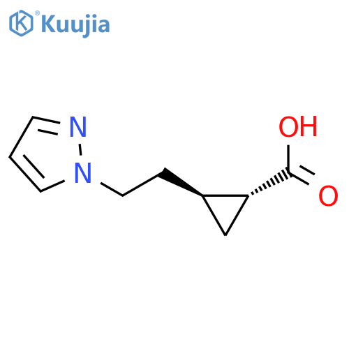 rac-(1R,2S)-2-2-(1H-pyrazol-1-yl)ethylcyclopropane-1-carboxylic acid structure