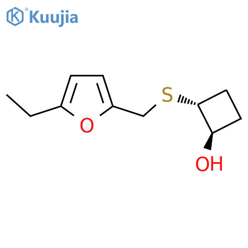 rac-(1R,2R)-2-{(5-ethylfuran-2-yl)methylsulfanyl}cyclobutan-1-ol structure
