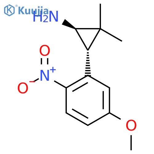 rac-(1R,3R)-3-(5-methoxy-2-nitrophenyl)-2,2-dimethylcyclopropan-1-amine structure