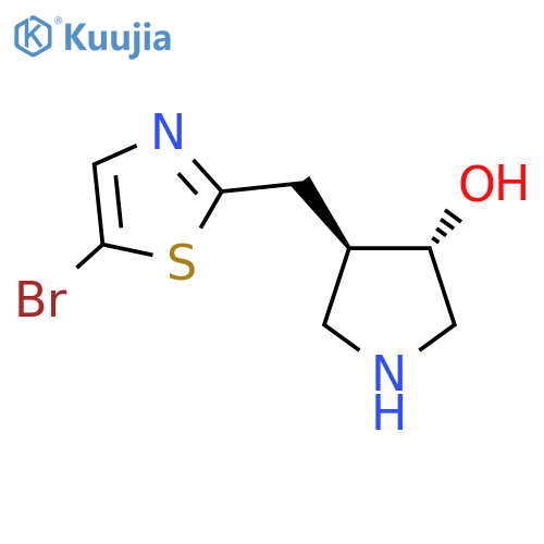 rac-(3R,4S)-4-(5-bromo-1,3-thiazol-2-yl)methylpyrrolidin-3-ol structure