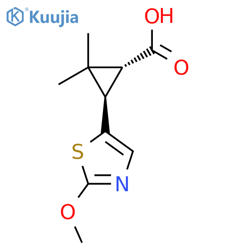 rac-(1R,3R)-3-(2-methoxy-1,3-thiazol-5-yl)-2,2-dimethylcyclopropane-1-carboxylic acid structure