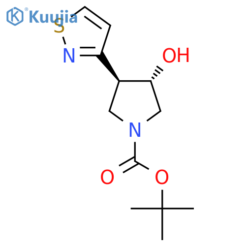 rac-tert-butyl (3R,4R)-3-hydroxy-4-(1,2-thiazol-3-yl)pyrrolidine-1-carboxylate structure