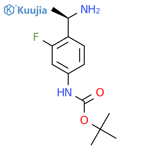 tert-butyl N-{4-(1R)-1-aminoethyl-3-fluorophenyl}carbamate structure