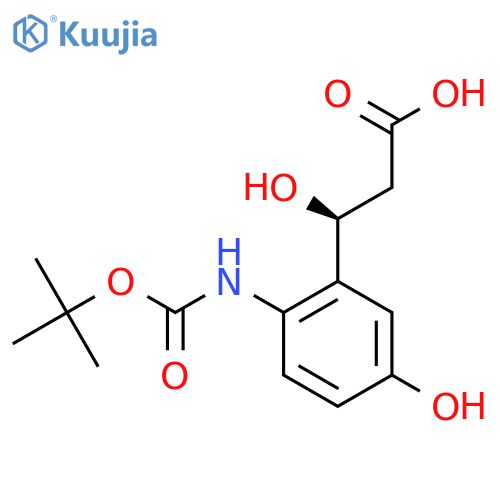(3S)-3-(2-{(tert-butoxy)carbonylamino}-5-hydroxyphenyl)-3-hydroxypropanoic acid structure