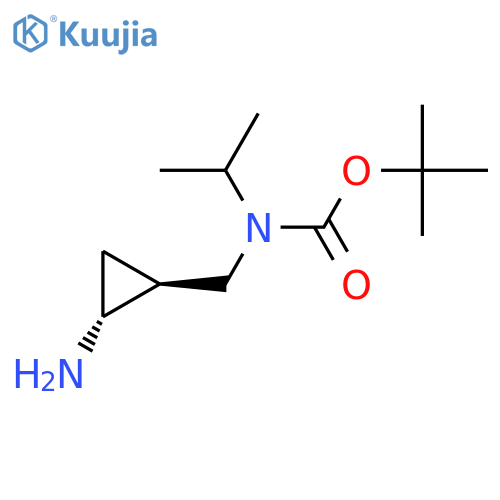 rac-tert-butyl N-{(1R,2S)-2-aminocyclopropylmethyl}-N-(propan-2-yl)carbamate structure