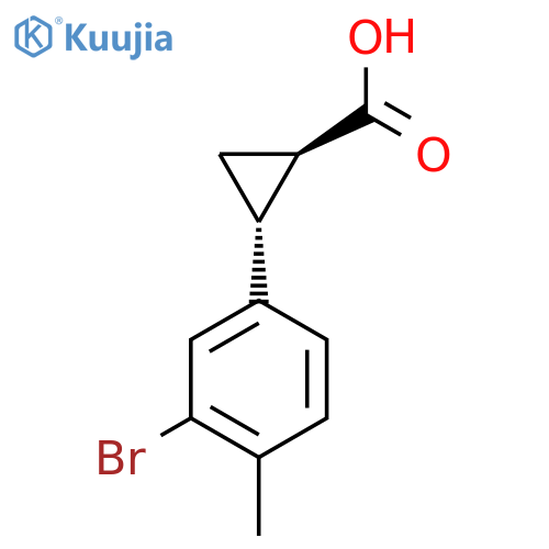 rac-(1R,2R)-2-(3-bromo-4-methylphenyl)cyclopropane-1-carboxylic acid, trans structure