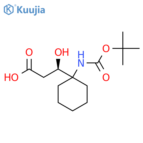 (3R)-3-(1-{(tert-butoxy)carbonylamino}cyclohexyl)-3-hydroxypropanoic acid structure