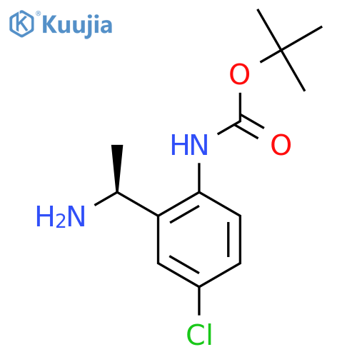 tert-butyl N-{2-(1S)-1-aminoethyl-4-chlorophenyl}carbamate structure