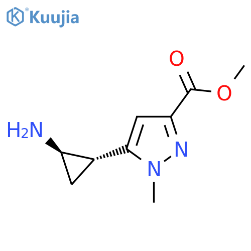 rac-methyl 5-(1R,2R)-2-aminocyclopropyl-1-methyl-1H-pyrazole-3-carboxylate structure