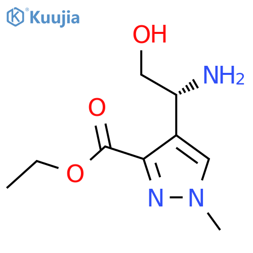 ethyl 4-(1R)-1-amino-2-hydroxyethyl-1-methyl-1H-pyrazole-3-carboxylate structure