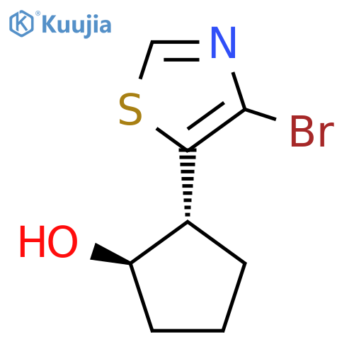 rac-(1R,2R)-2-(4-bromo-1,3-thiazol-5-yl)cyclopentan-1-ol structure