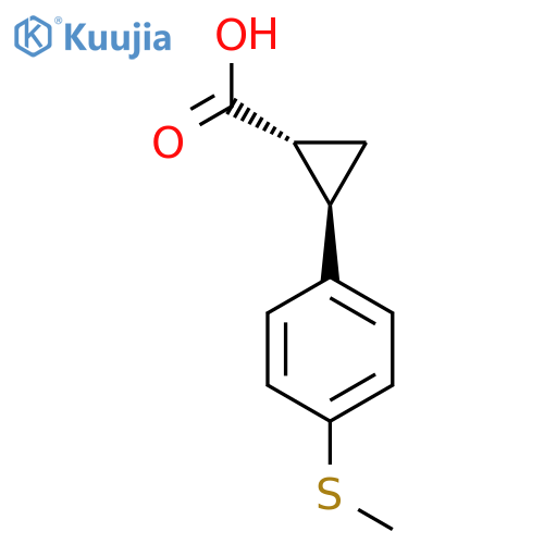 rac-(1R,2R)-2-4-(methylsulfanyl)phenylcyclopropane-1-carboxylic acid structure