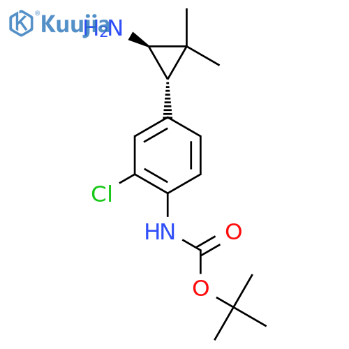rac-tert-butyl N-{4-(1R,3S)-3-amino-2,2-dimethylcyclopropyl-2-chlorophenyl}carbamate structure