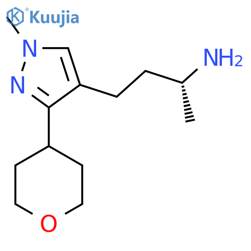 (2R)-4-1-methyl-3-(oxan-4-yl)-1H-pyrazol-4-ylbutan-2-amine structure