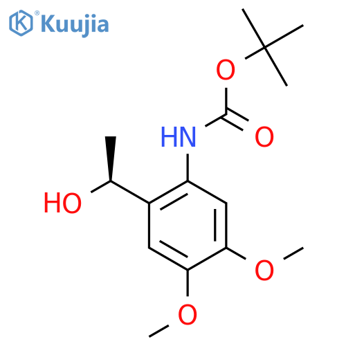 tert-butyl N-{2-(1S)-1-hydroxyethyl-4,5-dimethoxyphenyl}carbamate structure
