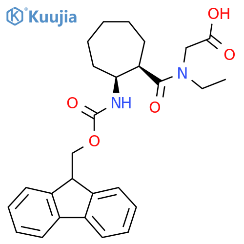 rac-2-{N-ethyl-1-(1R,2S)-2-({(9H-fluoren-9-yl)methoxycarbonyl}amino)cycloheptylformamido}acetic acid structure
