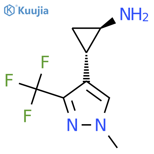 rac-(1R,2S)-2-1-methyl-3-(trifluoromethyl)-1H-pyrazol-4-ylcyclopropan-1-amine structure