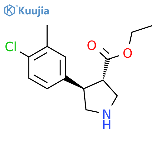 rac-ethyl (3R,4S)-4-(4-chloro-3-methylphenyl)pyrrolidine-3-carboxylate structure