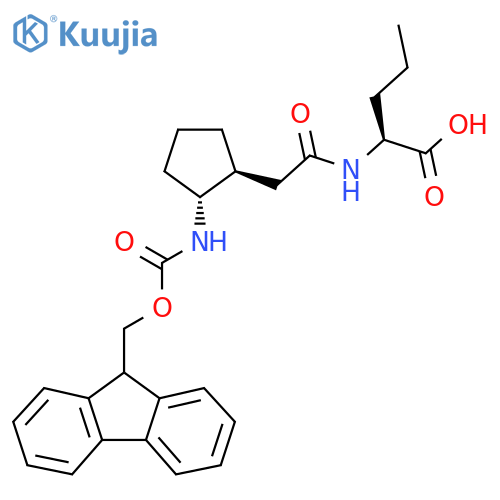 (2S)-2-{2-(1RS,2SR)-2-({(9H-fluoren-9-yl)methoxycarbonyl}amino)cyclopentylacetamido}pentanoic acid structure
