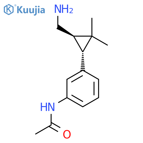 rac-N-{3-(1R,3R)-3-(aminomethyl)-2,2-dimethylcyclopropylphenyl}acetamide structure