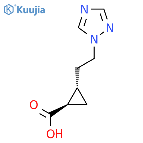 rac-(1R,2S)-2-2-(1H-1,2,4-triazol-1-yl)ethylcyclopropane-1-carboxylic acid structure