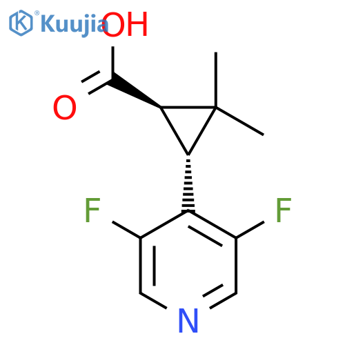 rac-(1R,3R)-3-(3,5-difluoropyridin-4-yl)-2,2-dimethylcyclopropane-1-carboxylic acid structure