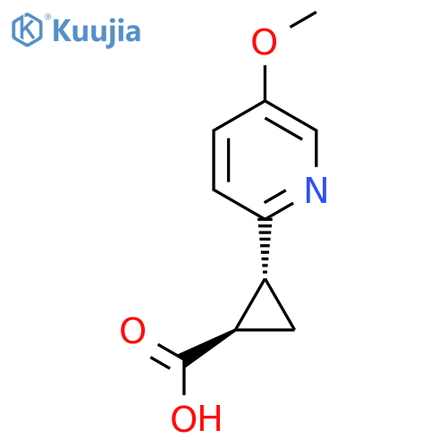 rac-(1R,2R)-2-(5-methoxypyridin-2-yl)cyclopropane-1-carboxylic acid structure