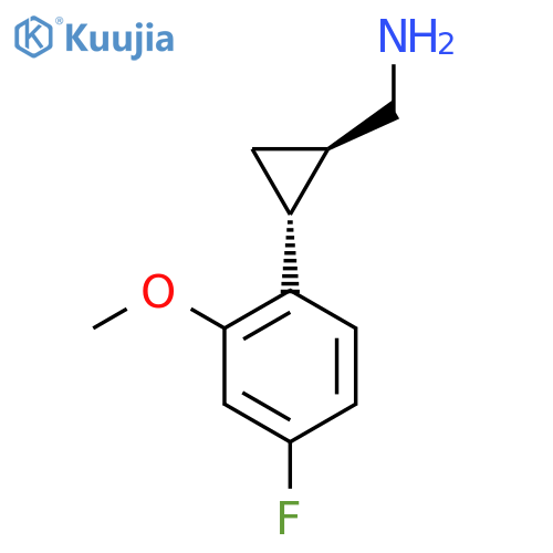 rac-(1R,2R)-2-(4-fluoro-2-methoxyphenyl)cyclopropylmethanamine structure