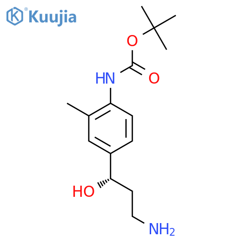 tert-butyl N-{4-(1S)-3-amino-1-hydroxypropyl-2-methylphenyl}carbamate structure