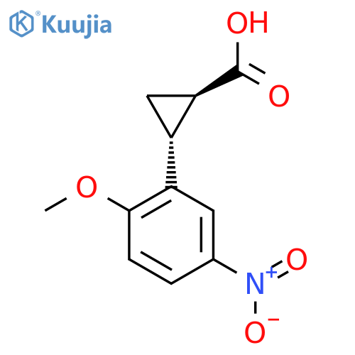 rac-(1R,2R)-2-(2-methoxy-5-nitrophenyl)cyclopropane-1-carboxylic acid structure