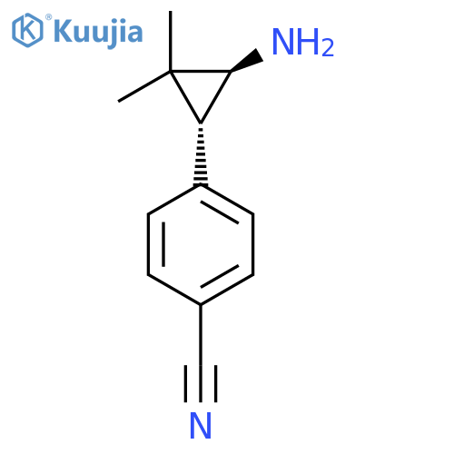 rac-4-(1R,3S)-3-amino-2,2-dimethylcyclopropylbenzonitrile structure