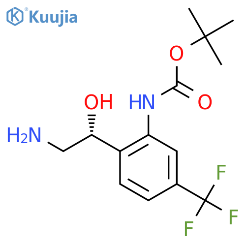 tert-butyl N-{2-(1R)-2-amino-1-hydroxyethyl-5-(trifluoromethyl)phenyl}carbamate structure