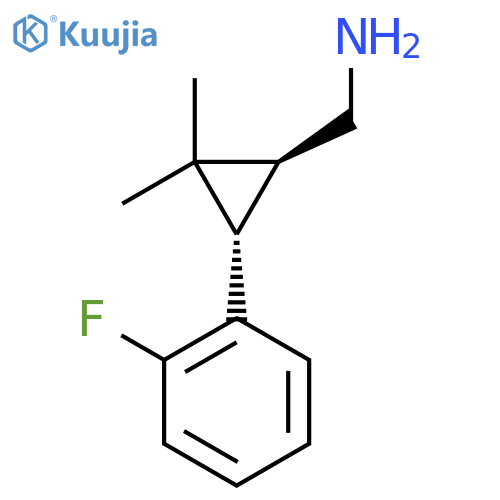 rac-(1R,3R)-3-(2-fluorophenyl)-2,2-dimethylcyclopropylmethanamine structure