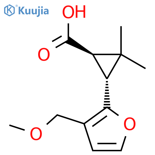 rac-(1R,3R)-3-3-(methoxymethyl)furan-2-yl-2,2-dimethylcyclopropane-1-carboxylic acid structure