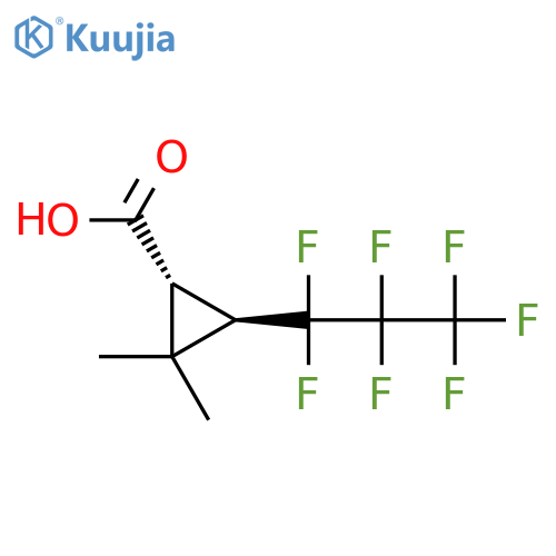 rac-(1R,3R)-3-(heptafluoropropyl)-2,2-dimethylcyclopropane-1-carboxylic acid structure