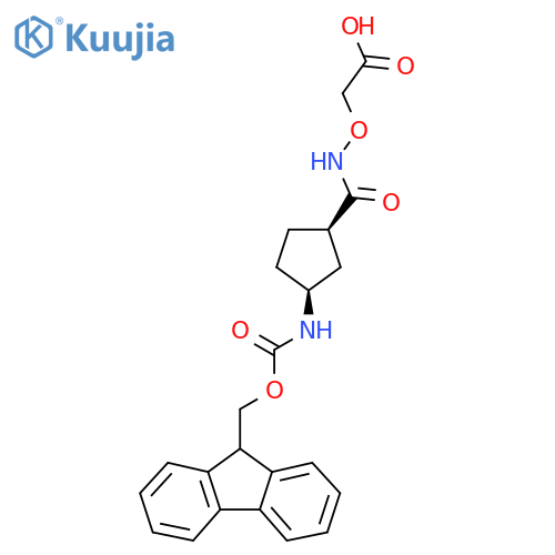 rac-2-({(1R,3S)-3-({(9H-fluoren-9-yl)methoxycarbonyl}amino)cyclopentylformamido}oxy)acetic acid structure