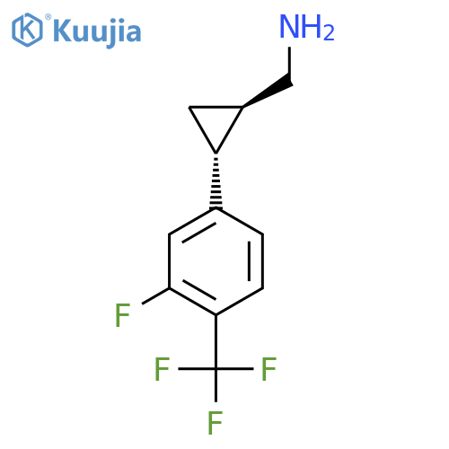 rac-(1R,2R)-2-3-fluoro-4-(trifluoromethyl)phenylcyclopropylmethanamine structure