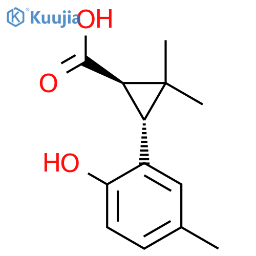 rac-(1R,3R)-3-(2-hydroxy-5-methylphenyl)-2,2-dimethylcyclopropane-1-carboxylic acid structure