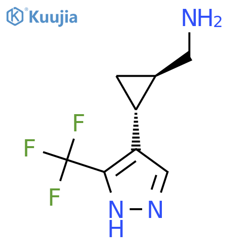 rac-(1R,2R)-2-3-(trifluoromethyl)-1H-pyrazol-4-ylcyclopropylmethanamine structure