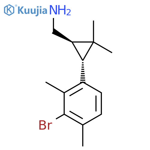 rac-(1R,3R)-3-(3-bromo-2,4-dimethylphenyl)-2,2-dimethylcyclopropylmethanamine structure