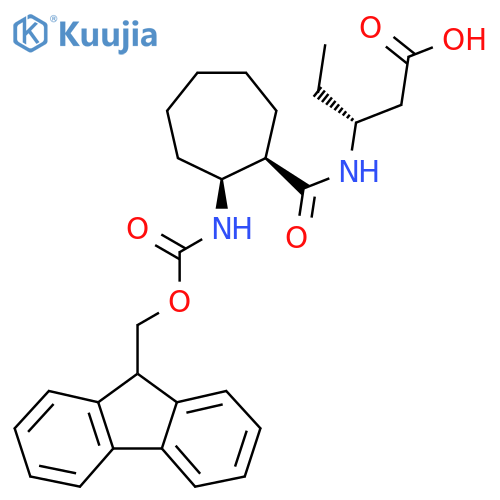 (3R)-3-{(1RS,2SR)-2-({(9H-fluoren-9-yl)methoxycarbonyl}amino)cycloheptylformamido}pentanoic acid structure