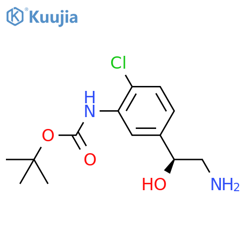 tert-butyl N-{5-(1S)-2-amino-1-hydroxyethyl-2-chlorophenyl}carbamate structure