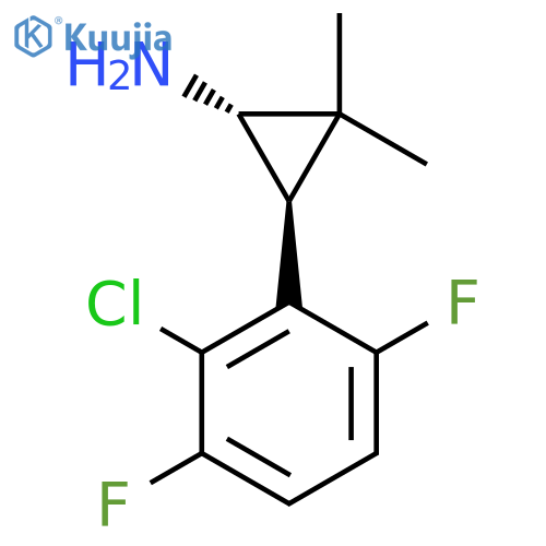 rac-(1R,3R)-3-(2-chloro-3,6-difluorophenyl)-2,2-dimethylcyclopropan-1-amine structure