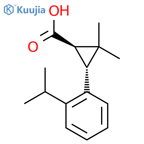 rac-(1R,3R)-2,2-dimethyl-3-2-(propan-2-yl)phenylcyclopropane-1-carboxylic acid structure