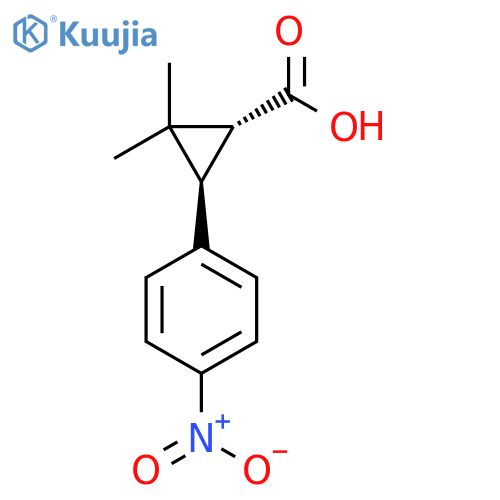 rac-(1R,3R)-2,2-dimethyl-3-(4-nitrophenyl)cyclopropane-1-carboxylic acid structure
