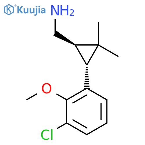 rac-(1R,3R)-3-(3-chloro-2-methoxyphenyl)-2,2-dimethylcyclopropylmethanamine structure
