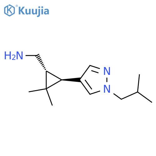 rac-[(1R,3R)-2,2-dimethyl-3-[1-(2-methylpropyl)-1H-pyrazol-4-yl]cyclopropyl]methanamine structure